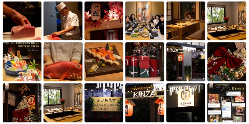 Hình ảnh khi dự án Nhà hàng Nhật Bản Kinza được đồng nhất về thiết kế và màu sắc