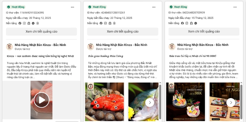 Quảng cáo chạy tháng 12 của nhà hàng