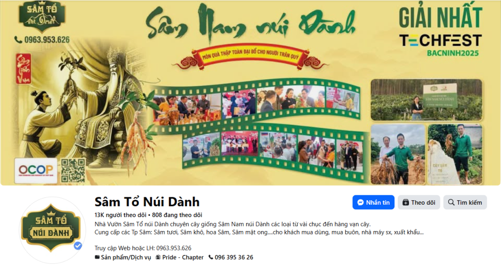 Fanpage dự án Sâm Tổ Núi Dành