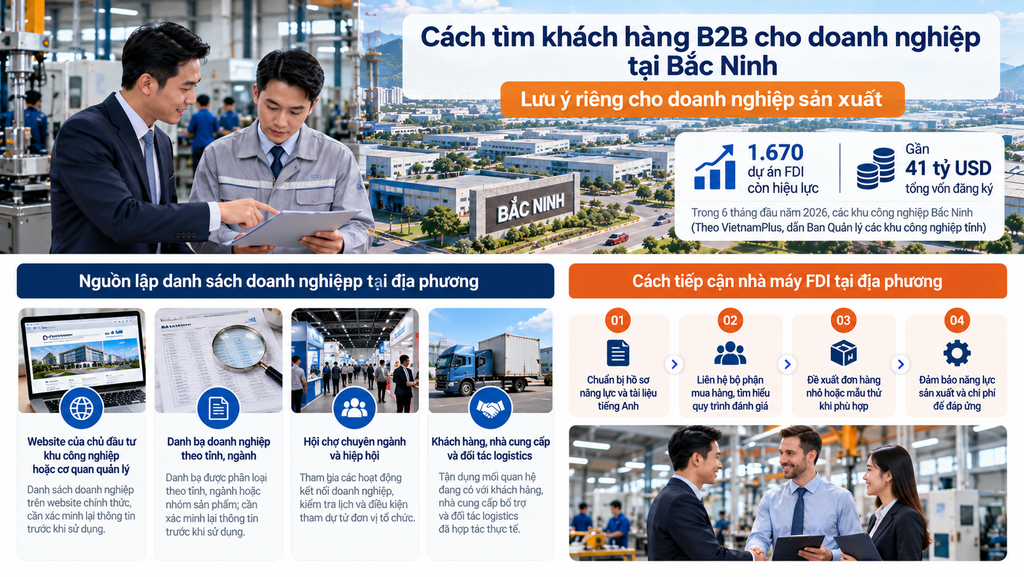 Cách tìm khách hàng B2B cho doanh nghiệp tại Bắc Ninh: lưu ý riêng cho doanh nghiệp sản xuất